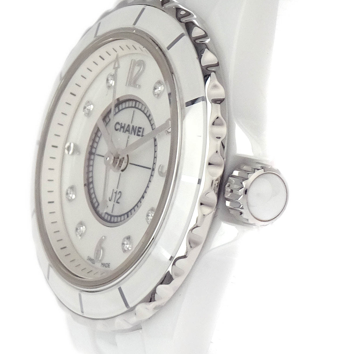 Chanel J12 29mm Quartz Watch Ceramic SS Diamond Shell