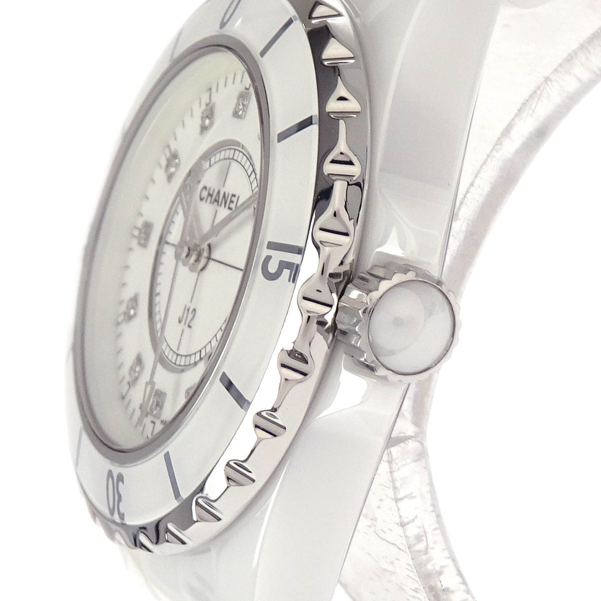 Chanel Ref.H2570 J12 34mm Quartz Watch Ceramic SS Diamond