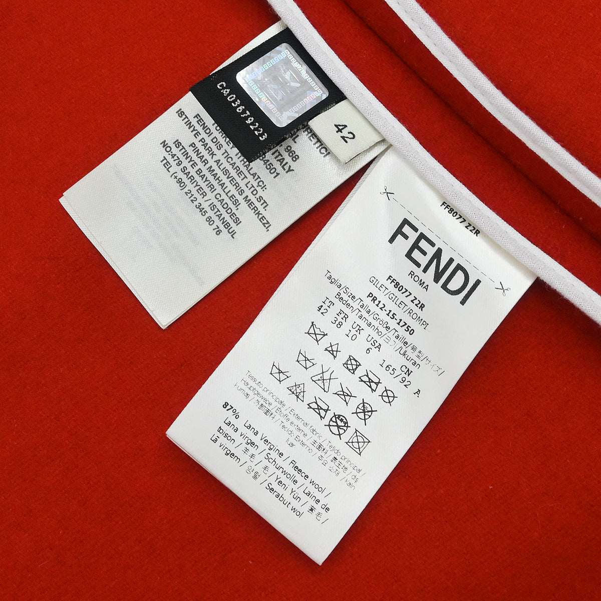 Fendi Sleeveless Jacket Red #42