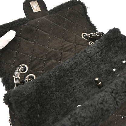 Chanel 2014-2015 Black Wool Costume Pearl Shoulder Bag