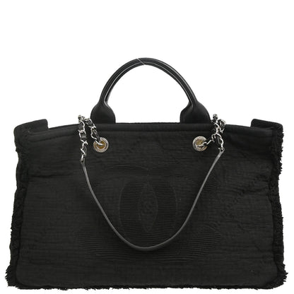 Chanel 2018 Black Cotton 2way Tote Shoulder Handbag