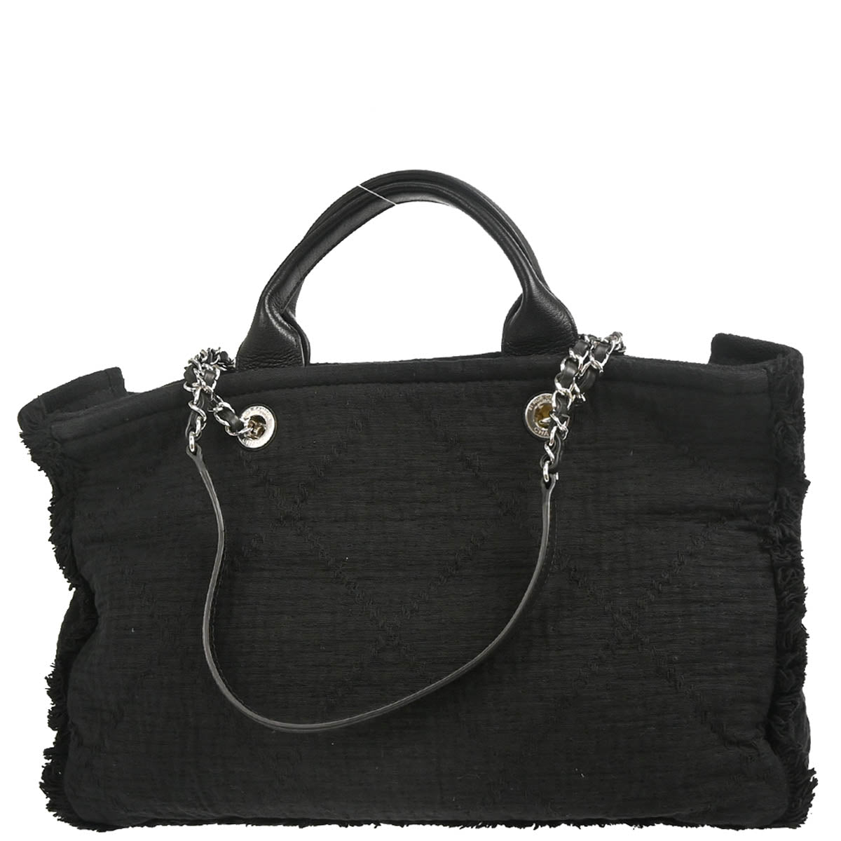 Chanel 2018 Black Cotton 2way Tote Shoulder Handbag