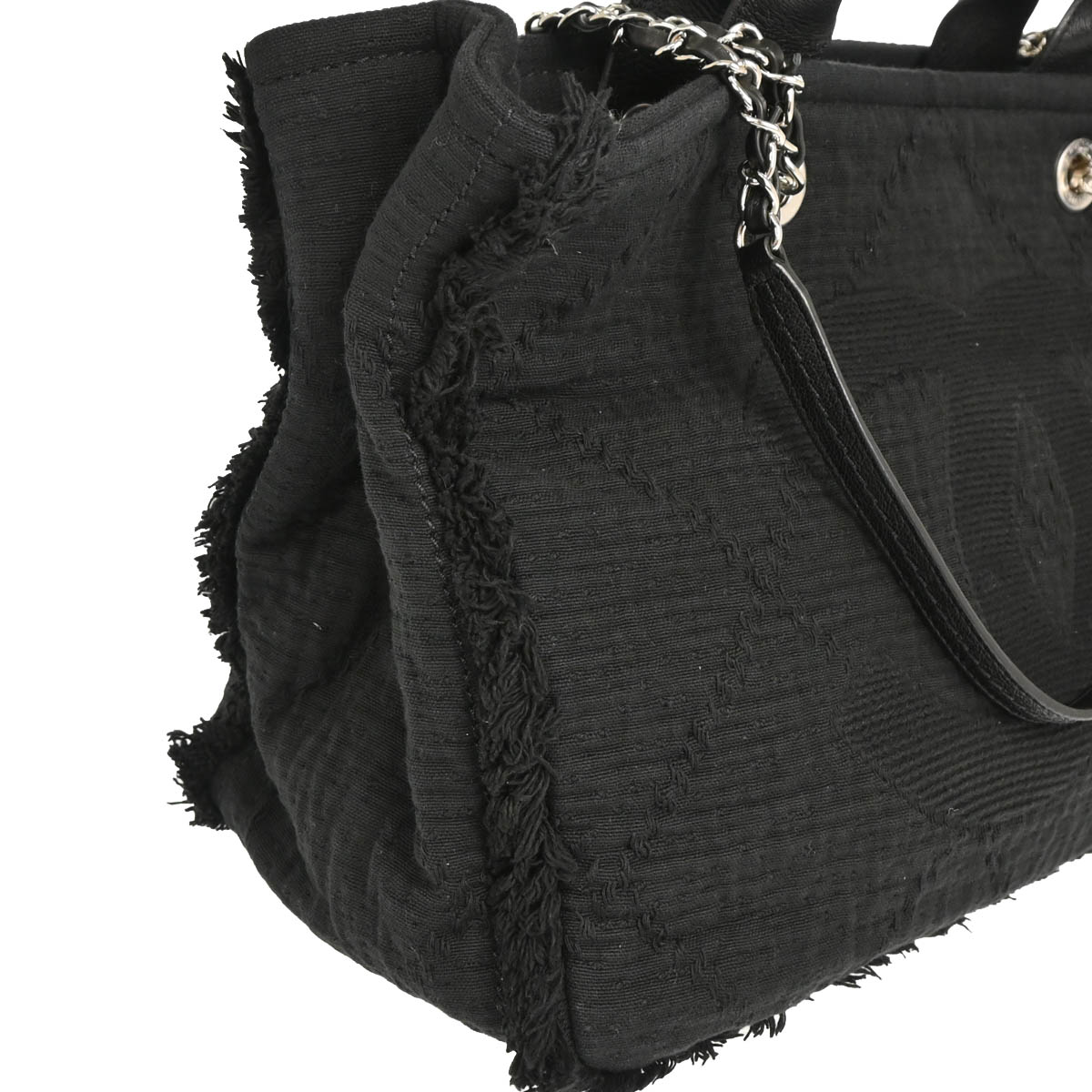 Chanel 2018 Black Cotton 2way Tote Shoulder Handbag