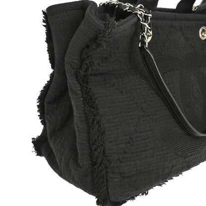 Chanel 2018 Black Cotton 2way Tote Shoulder Handbag