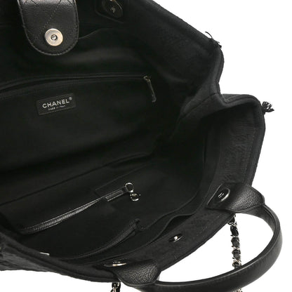 Chanel 2018 Black Cotton 2way Tote Shoulder Handbag