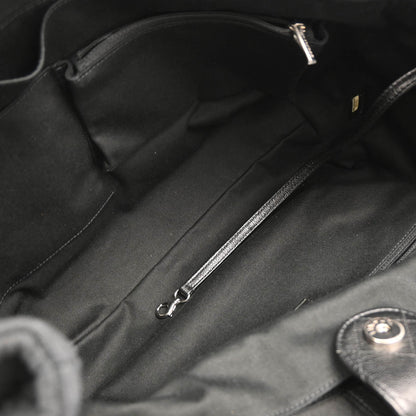 Chanel 2018 Black Cotton 2way Tote Shoulder Handbag