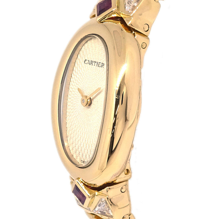 Cartier Mini Baignoire Ref.1960 Quartz Watch 18KYG Diamond Sapphire Ruby