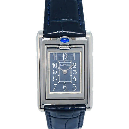 Cartier * Ref.2386 Tank Basculante SM Quartz Watch SS Navy