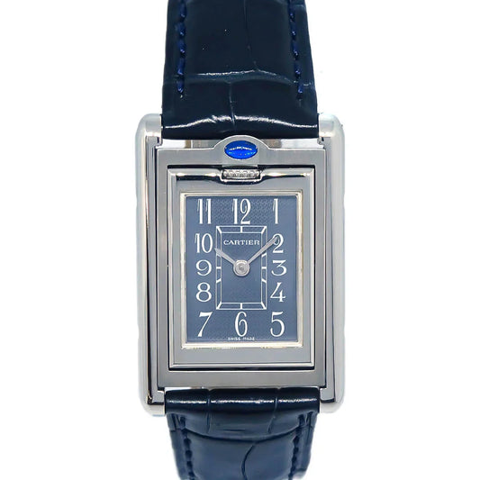 Cartier * Ref.2386 Tank Basculante SM Quartz Watch SS Navy