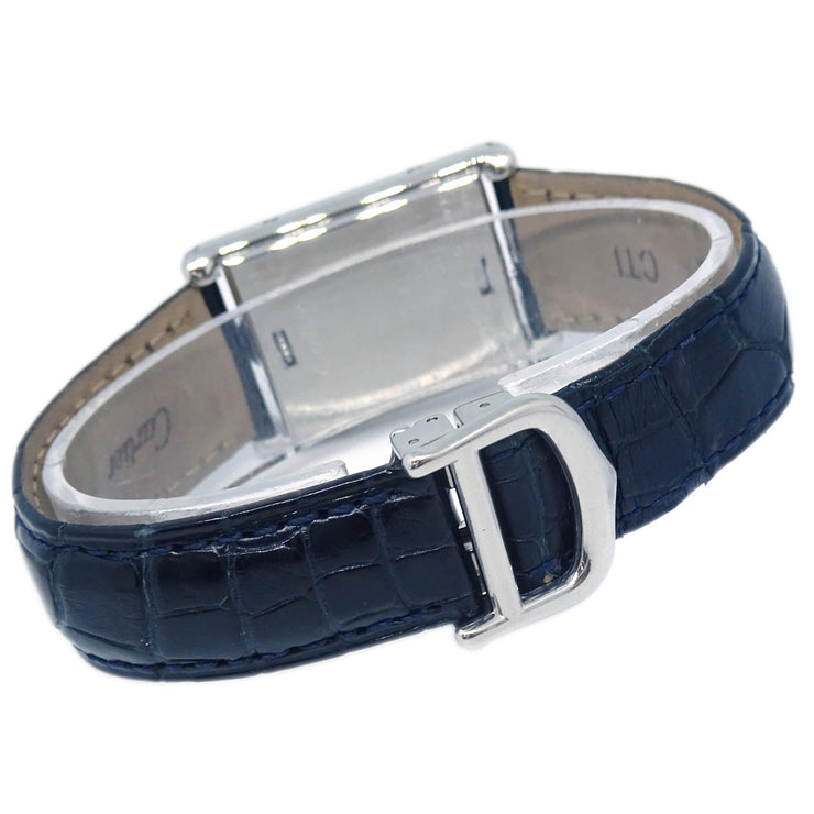 Cartier * Ref.2386 Tank Basculante SM Quartz Watch SS Navy