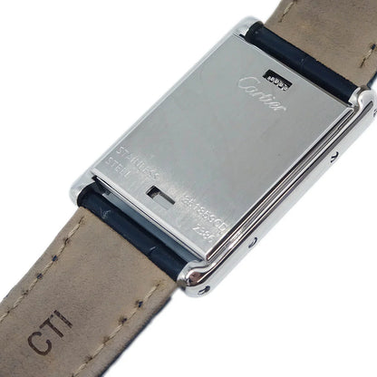 Cartier * Ref.2386 Tank Basculante SM Quartz Watch SS Navy