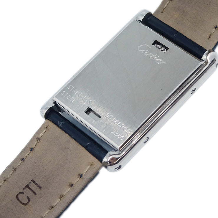 Cartier * Ref.2386 Tank Basculante SM Quartz Watch SS Navy