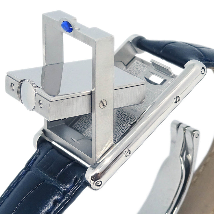 Cartier * Ref.2386 Tank Basculante SM Quartz Watch SS Navy