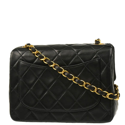 Chanel 1996-1997 Black Lambskin Mini Classic Square Flap Shoulder Bag