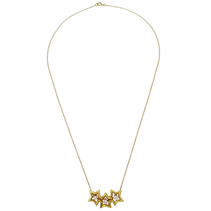 Tiffany & Co. Triple Star Pendant Necklace 750 Diamond Gold