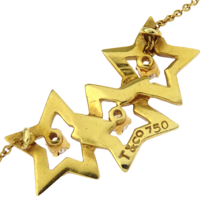 Tiffany & Co. Triple Star Pendant Necklace 750 Diamond Gold