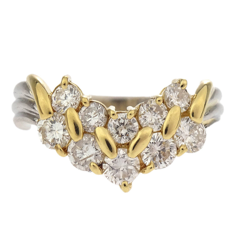 Ring Pt850 K18 Diamond Silver #49 #9