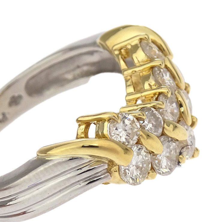 Ring Pt850 K18 Diamond Silver #49 #9