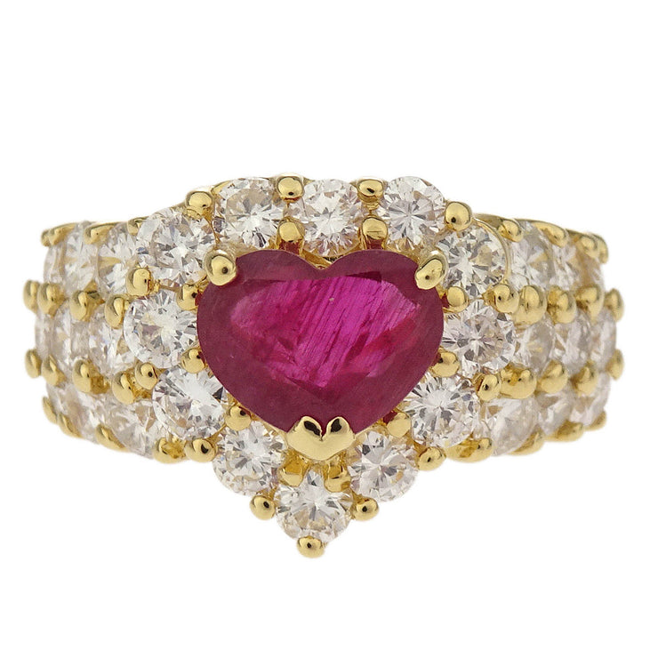 Ring K18 Ruby Diamond Gold #55 #15