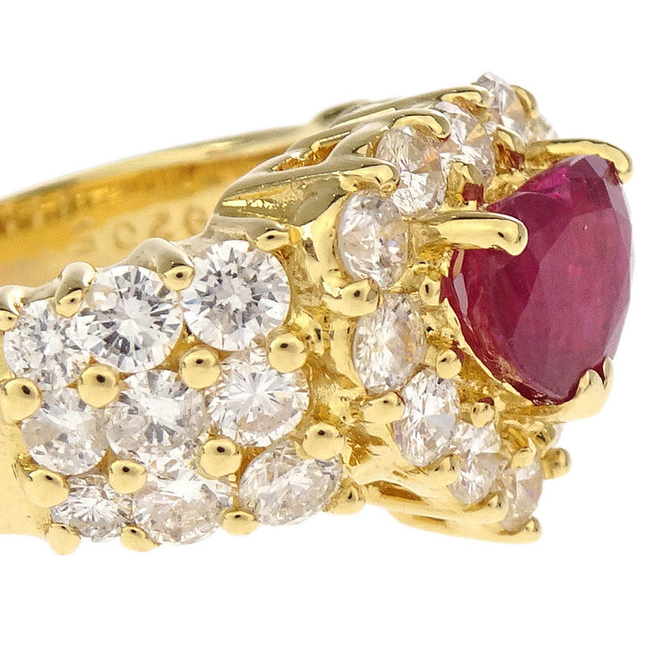 Ring K18 Ruby Diamond Gold #55 #15