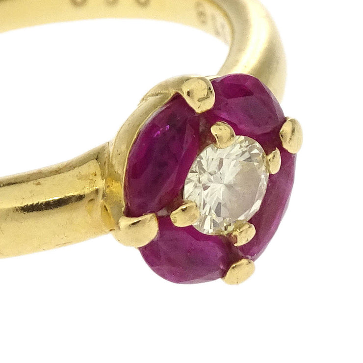Ring K18 Ruby Diamond Gold #48 #8