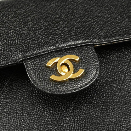 Chanel 1997-1999 Black Caviar Jumbo Classic Flap Bag