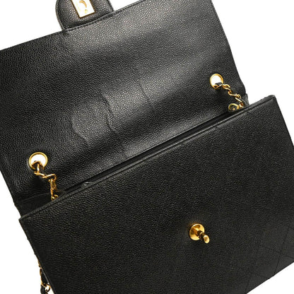 Chanel 1997-1999 Black Caviar Jumbo Classic Flap Bag