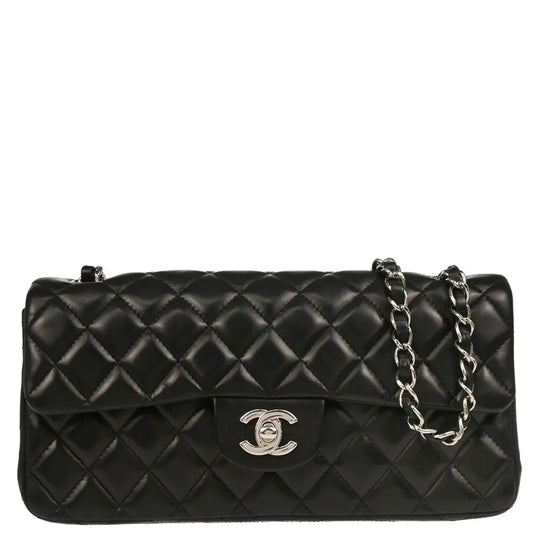 Chanel 2009-2010 Black Lambskin East West Shoulder Bag