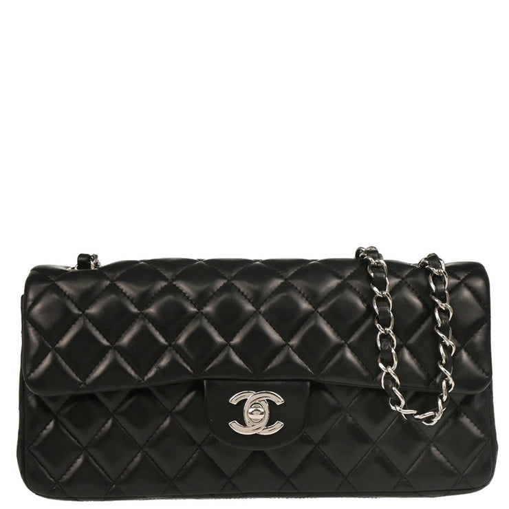 Chanel 2009-2010 Black Lambskin East West Shoulder Bag
