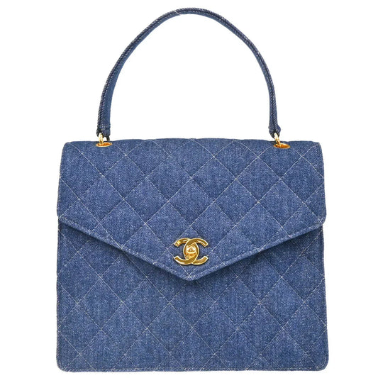 Chanel 1997-1999 Blue Denim Top Handle Handbag
