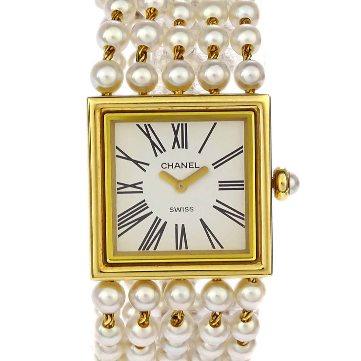 Chanel Mademoiselle Watch Pearl 18KYG #M