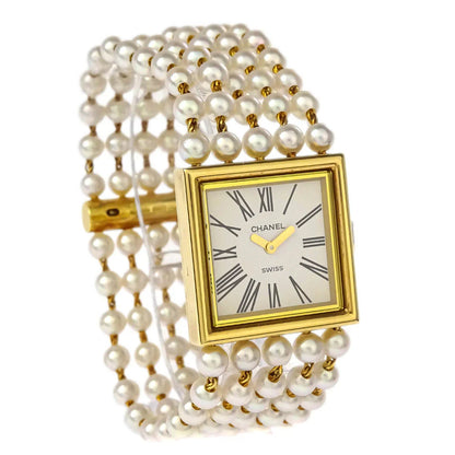 Chanel Mademoiselle Watch Pearl 18KYG #M
