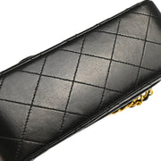 Chanel 1989-1991 Black Lambskin Mini Classic Square Flap Shoulder Bag