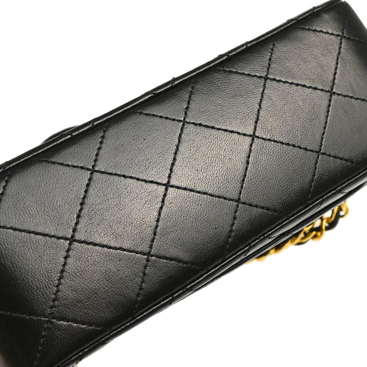 Chanel 1989-1991 Black Lambskin Mini Classic Square Flap Shoulder Bag