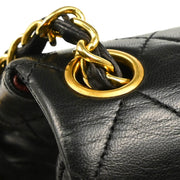 Chanel 1989-1991 Black Lambskin Mini Classic Square Flap Shoulder Bag
