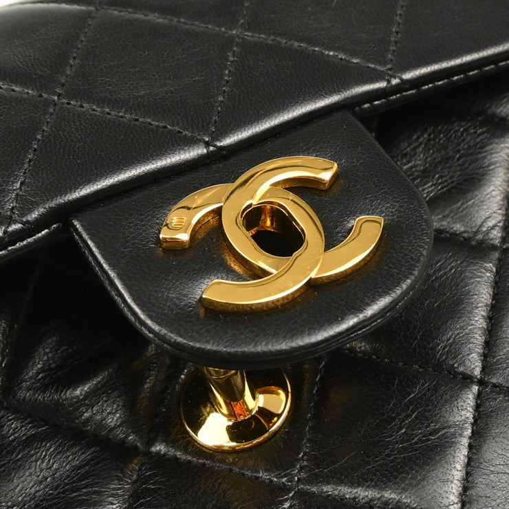 Chanel 1989-1991 Black Lambskin Mini Classic Square Flap Shoulder Bag