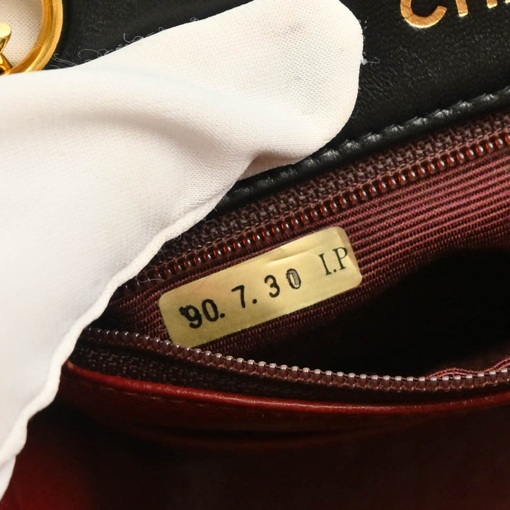 Chanel 1989-1991 Black Lambskin Mini Classic Square Flap Shoulder Bag