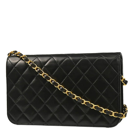 Chanel 2002-2003 Black Lambskin Turnlock Small Full Flap Shoulder Bag