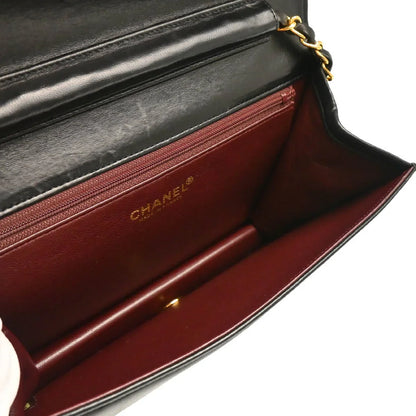 Chanel 2002-2003 Black Lambskin Turnlock Small Full Flap Shoulder Bag