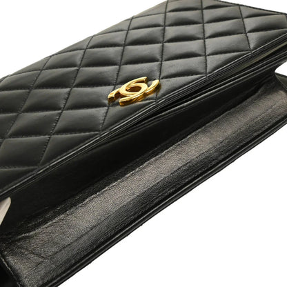 Chanel 2002-2003 Black Lambskin Turnlock Small Full Flap Shoulder Bag