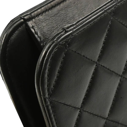 Chanel 2002-2003 Black Lambskin Turnlock Small Full Flap Shoulder Bag