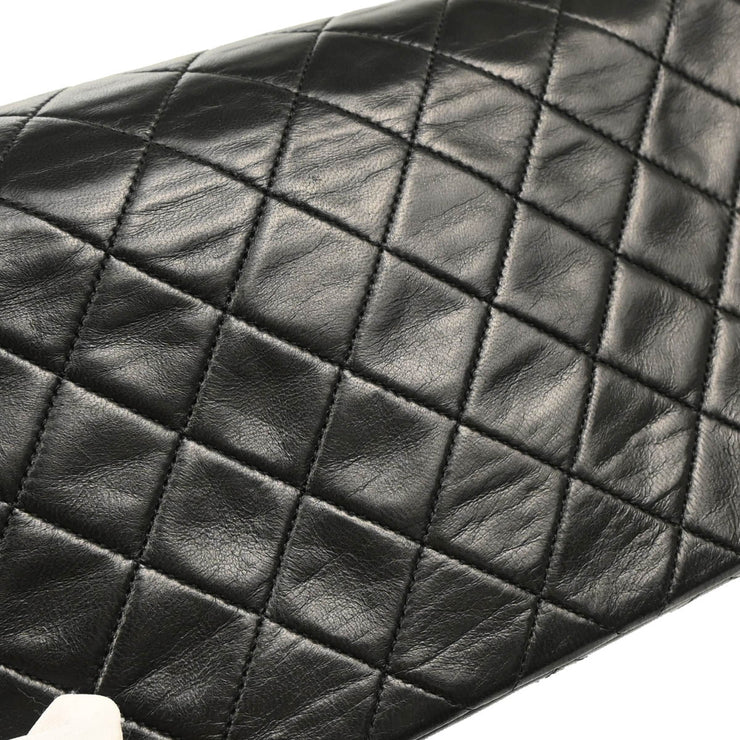 Chanel 1989-1991 Black Lambskin Turnlock Small Full Flap Shoulder Bag