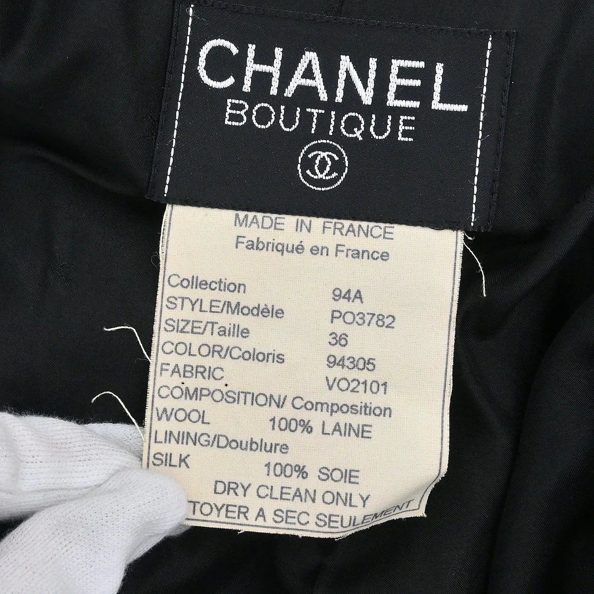 Chanel 1994 Double Breasted Jacket Black #36