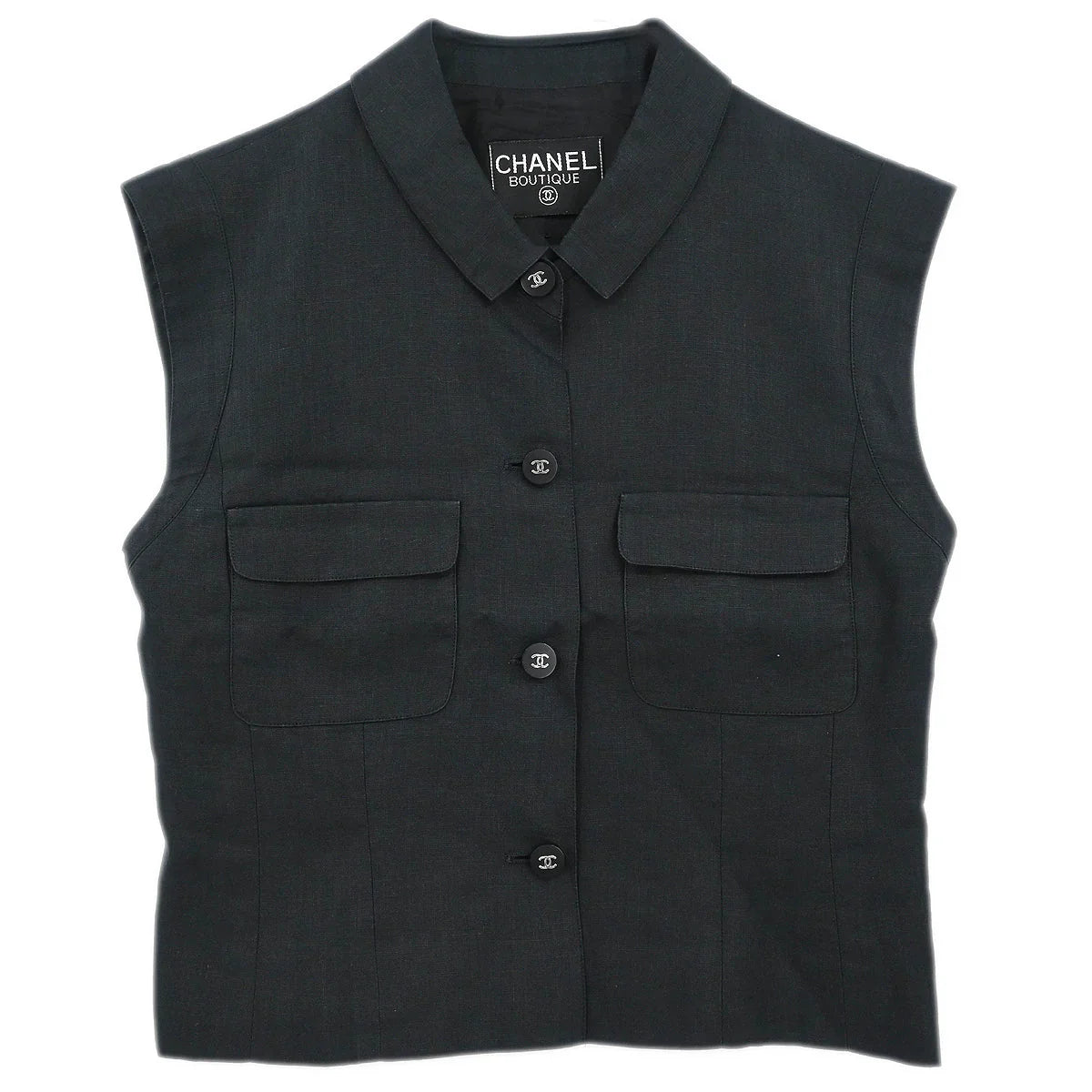 Chanel Sleeveless Vest Jacket Black