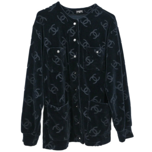 Chanel Single Breasted Collarless Jacket Black #40