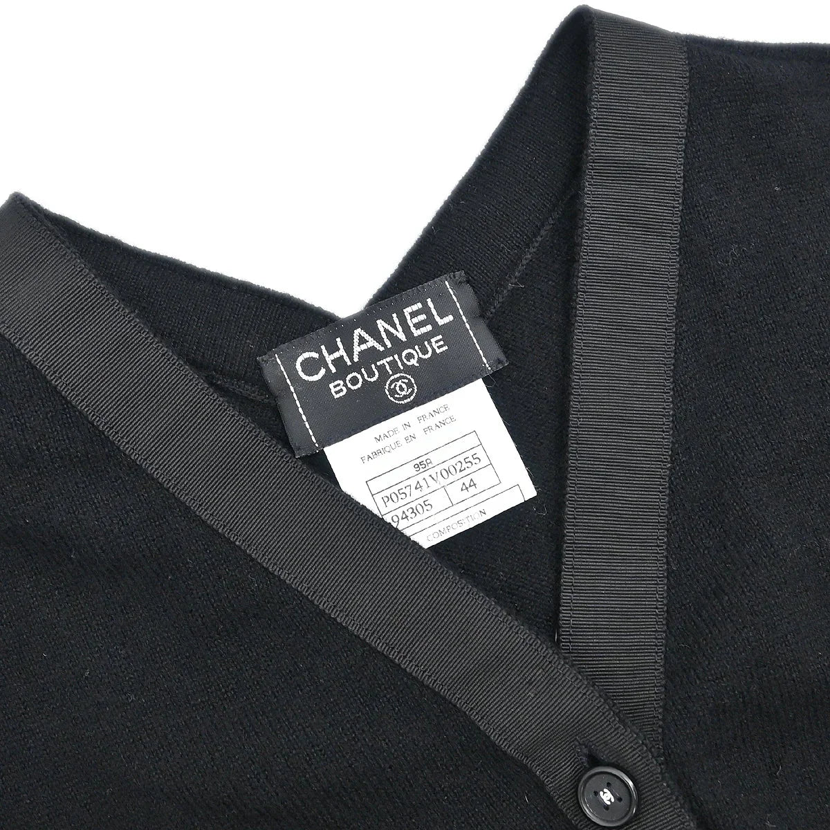 Chanel 1995 Long Sleeve Cardigan Black #44