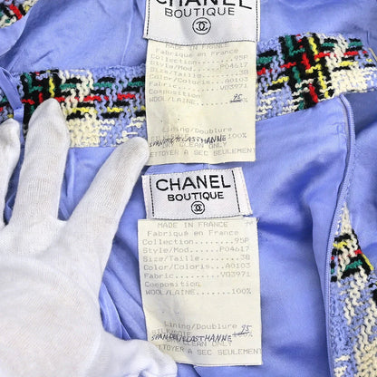 Chanel 1995 Setup Suit Jacket Skirt Light Blue #38