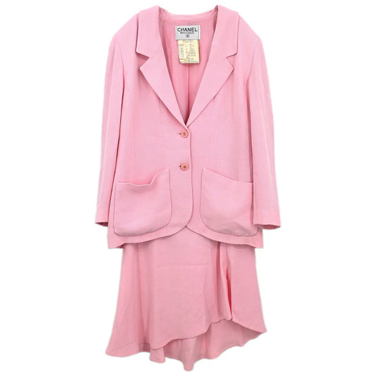 Chanel 1994 Setup Suit Jacket Skirt Pink #40