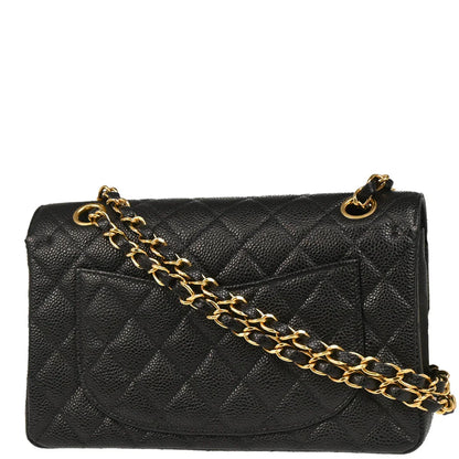 Chanel 2003-2004 Black Caviar Small Classic Double Flap Shoulder Bag