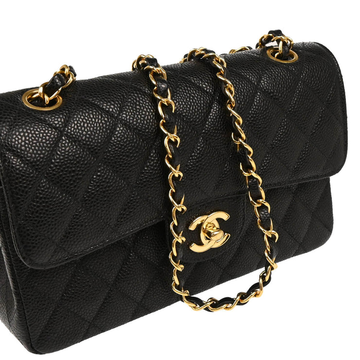 Chanel 2003-2004 Black Caviar Small Classic Double Flap Shoulder Bag